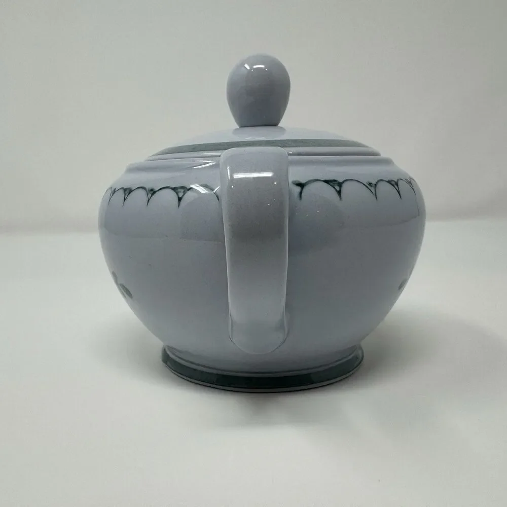 Arabia Finland Green Thistle Sugar Bowl and Lid Handpainted Vintage